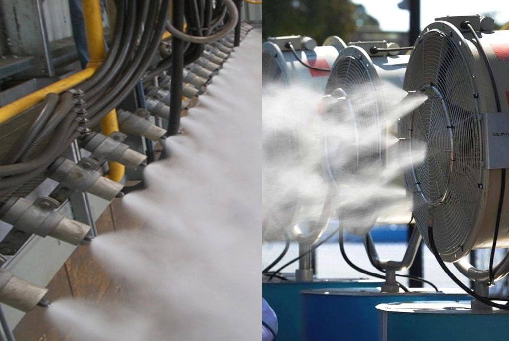 outdoor cooling using fog fans